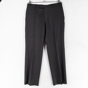 Hugo Boss Pants Slacks Mens 34 Charcoal Viscose Flat Front Straight Leg Business